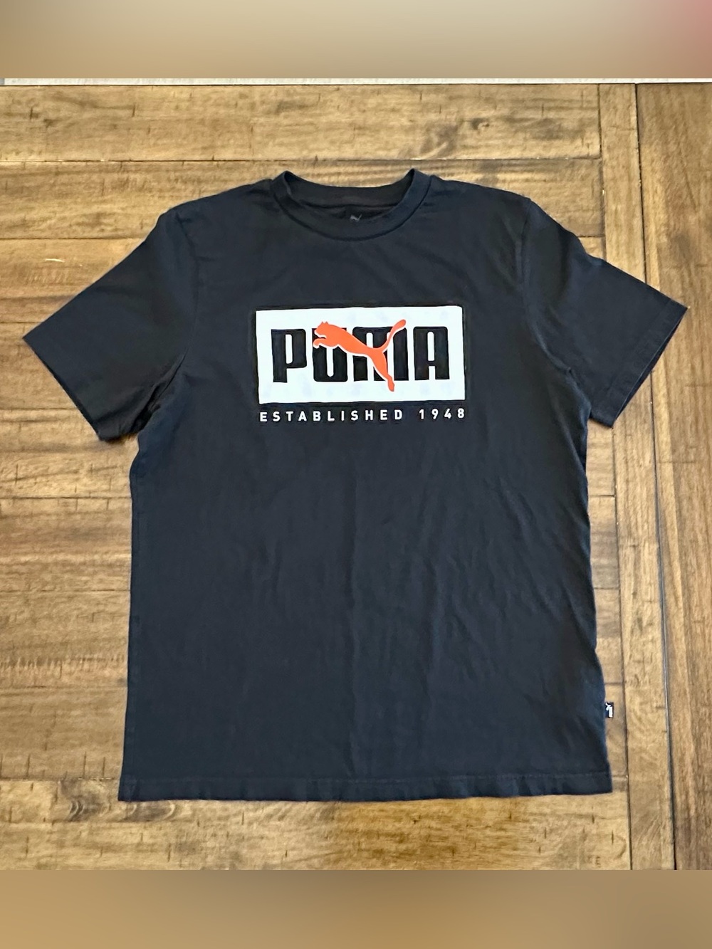 Puma Men’s Black Short-Sleeve Tee with Orange Puma Logo